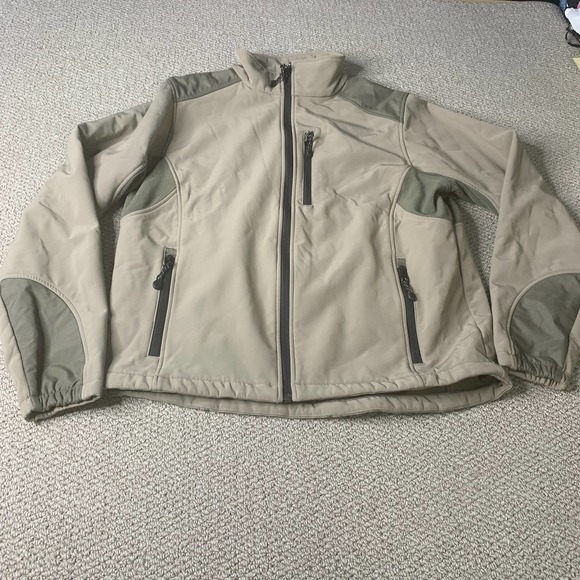 Black Diamond Mens Jacket Medium Beige Green Softshell Full Zip Pockets Outdoors - Picture 1 of 10
